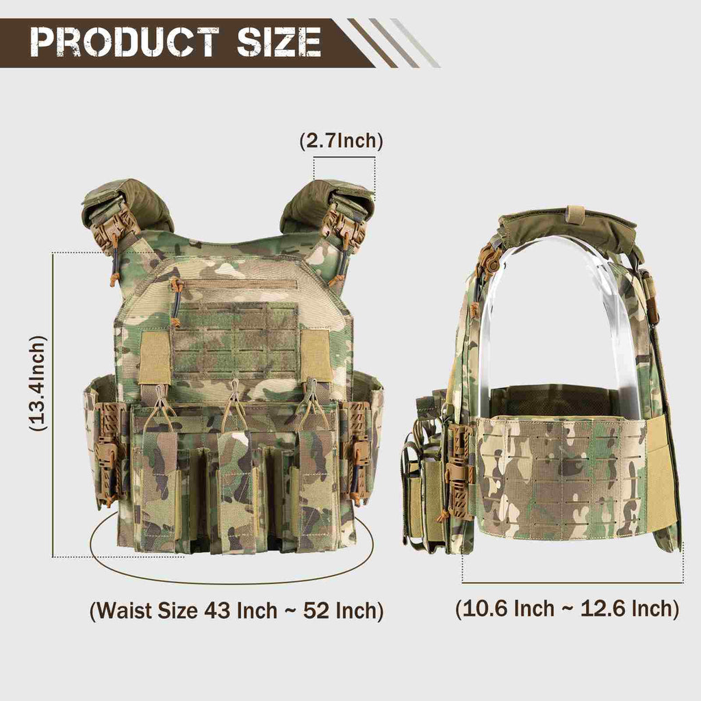 Votagoo 601 Laser Cut Molle Vest Adjustable Plate Carrier Tactical Military Vest-4