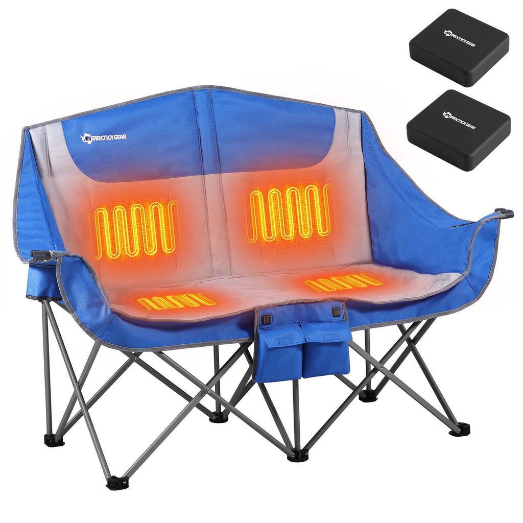ANTARCTICA GEAR Heated Double Camping Chair, 2-Person Folding Chair Heated Portable Loveseat Chair-0