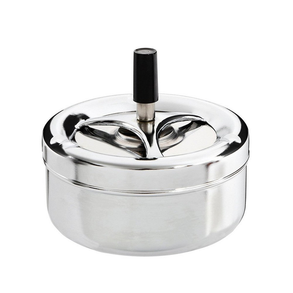 Ashtray Excellent Houseware With lid Rotating Silver Multicolour metal Stainless steel Ø 9,5 cm-0