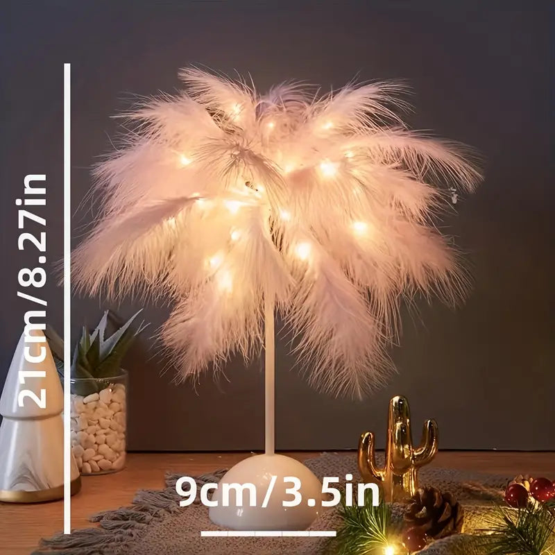 Feather Touch Table Lamp - Pink | Bedroom Interior Decor Light-1