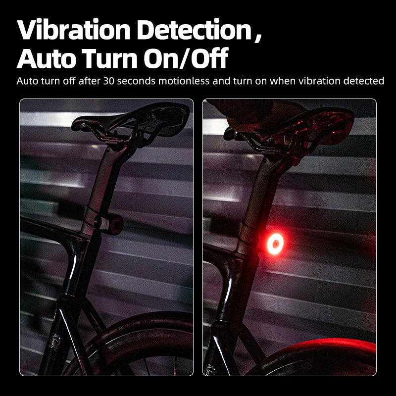 Tail Light Auto Brake Sensing Bicycle Rear Light Black-2