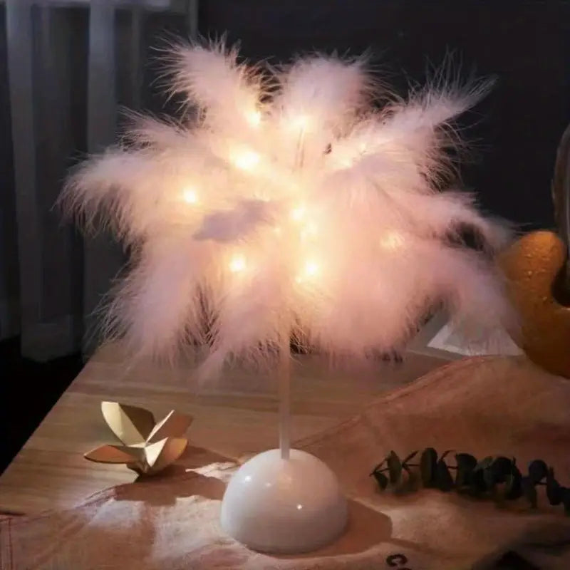 Feather Touch Table Lamp - Pink | Bedroom Interior Decor Light-4