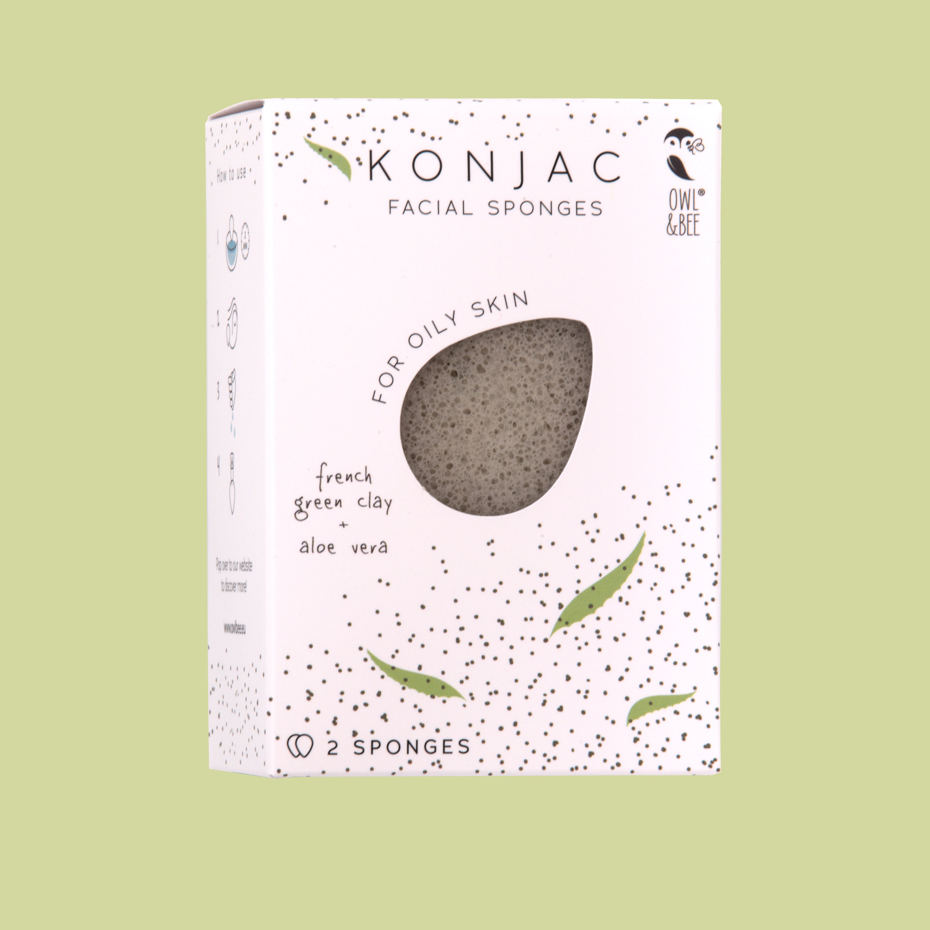 Natural Konjac facial sponges - For oily skin - Vegan (2 sponges in 1 box)-0