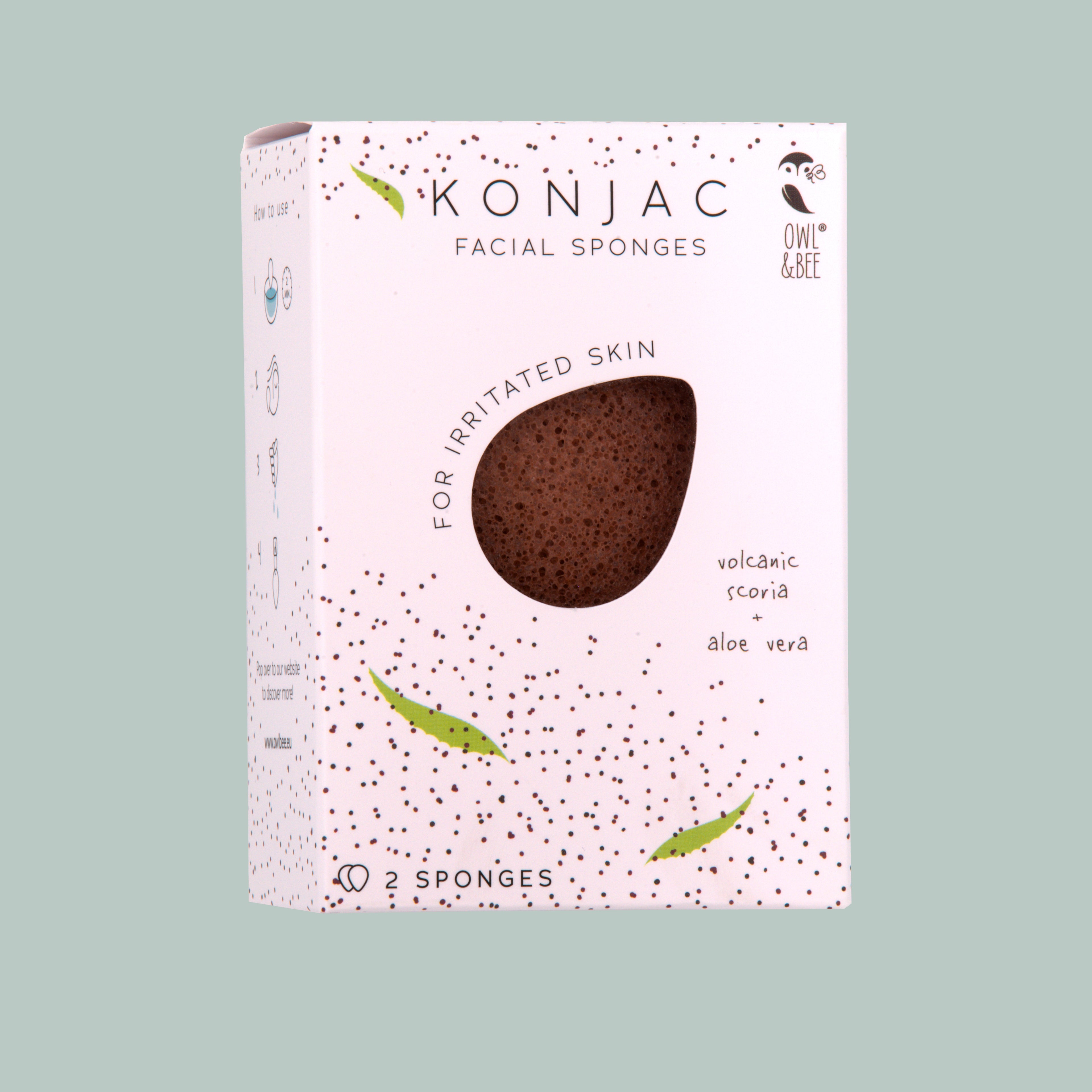 Natural Konjac facial sponges - For irritated skin - Vegan (2 sponges in 1 box)-0
