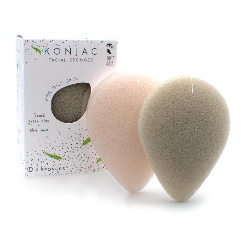 Natural Konjac facial sponges - For oily skin - Vegan (2 sponges in 1 box)-1