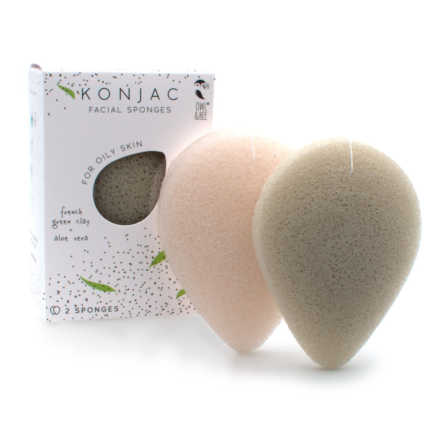 Natural Konjac facial sponges - For oily skin - Vegan (2 sponges in 1 box)-1