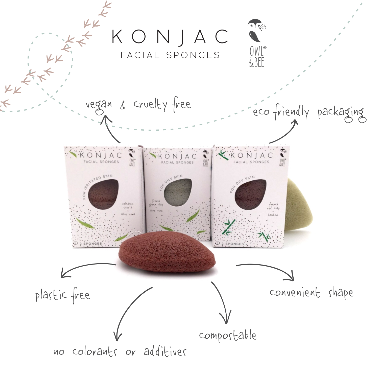 Natural Konjac facial sponges - For oily skin - Vegan (2 sponges in 1 box)-2