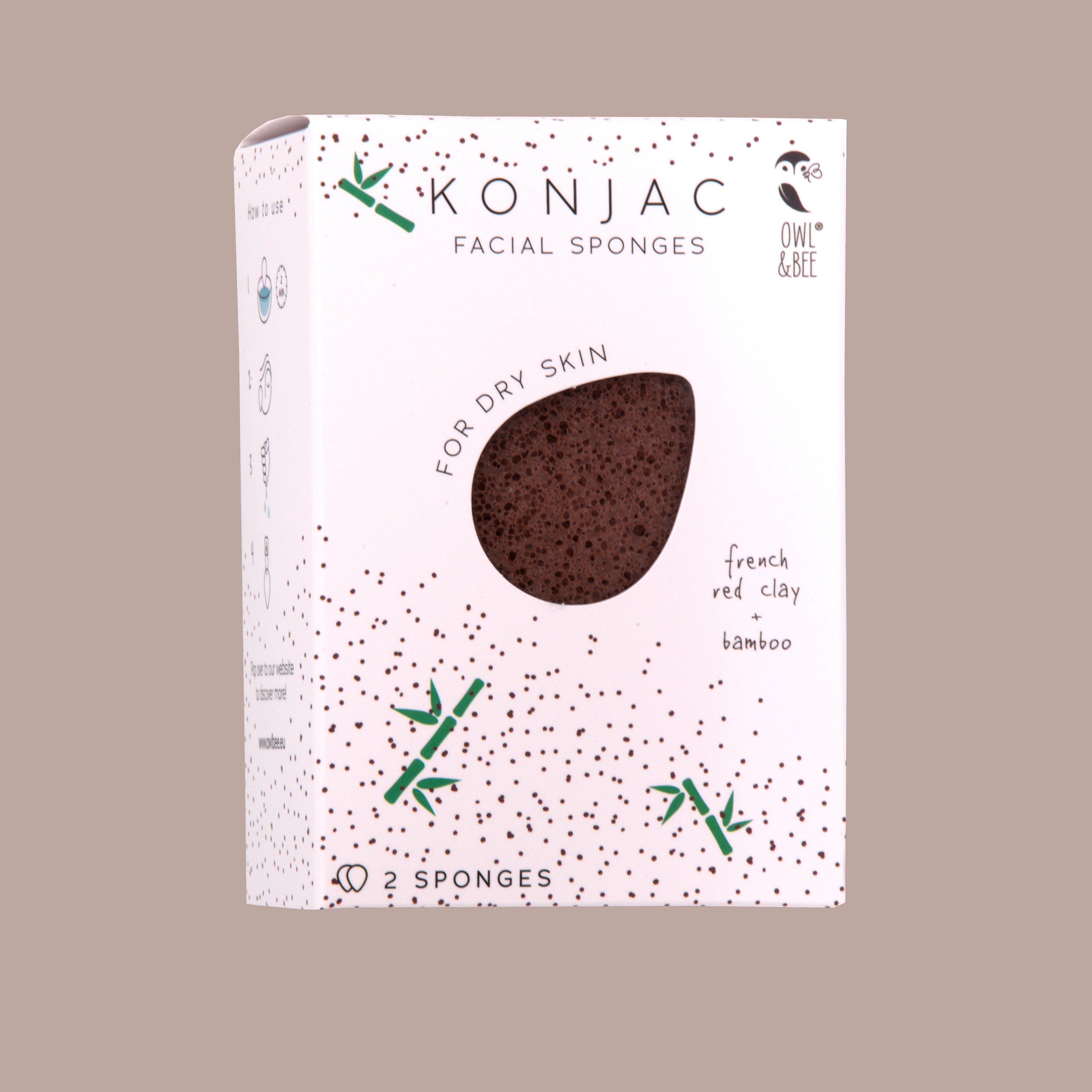 Natural Konjac facial sponges - For dry skin - Vegan (2 sponges in 1 box)-0